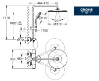 MEDIDAS COLUMNA DUCHA TERMOSTATICA EUPHORIA 310 GROHE